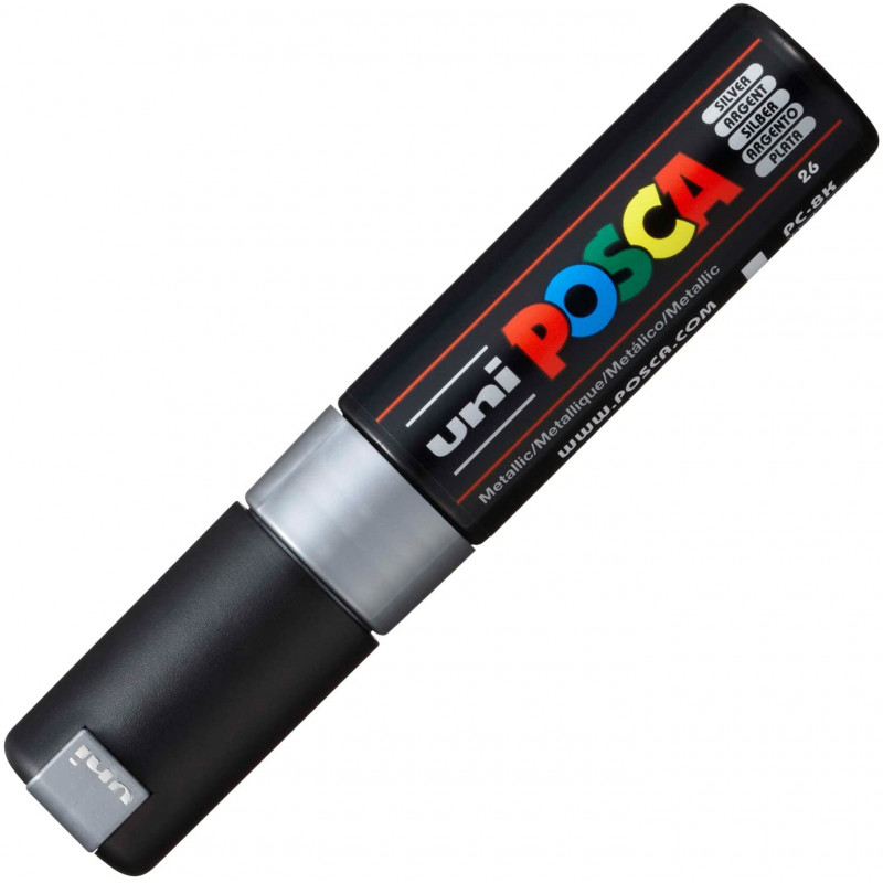 MARQUEUR POINTE LARGE BISEAUTEE - ARGENT - PC8K - POSCA | à seulement 5,5 €