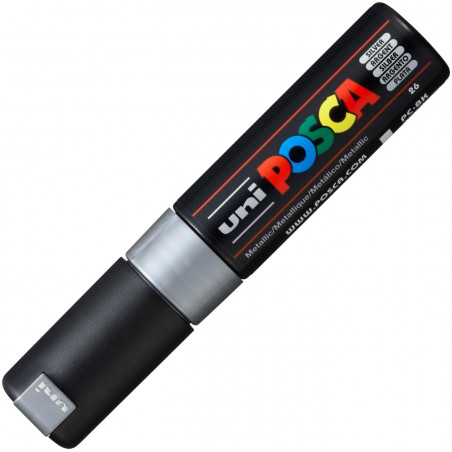 MARQUEUR POINTE LARGE BISEAUTEE - ARGENT - PC8K - POSCA | à seulement 5,5 €