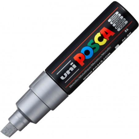 MARQUEUR POINTE LARGE BISEAUTEE - ARGENT - PC8K - POSCA pas cher