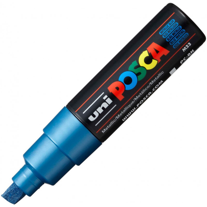 MARQUEUR POINTE LARGE BISEAUTEE - BLEU METALLIC - PC8K - POSCA pas cher