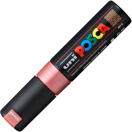 MARQUEUR POINTE LARGE BISEAUTEE - ROUGE METALLIQUE - PC8K - POSCA | à seulement 5,5 €