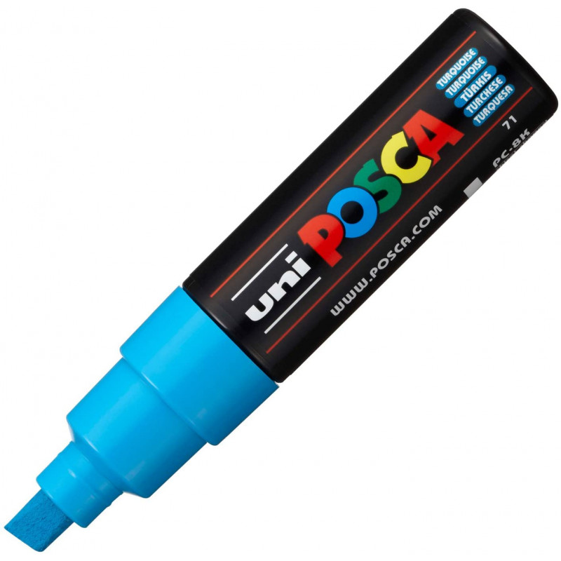 MARQUEUR POINTE LARGE BISEAUTEE - BLEU TURQUOISE- PC8K - POSCA pas cher