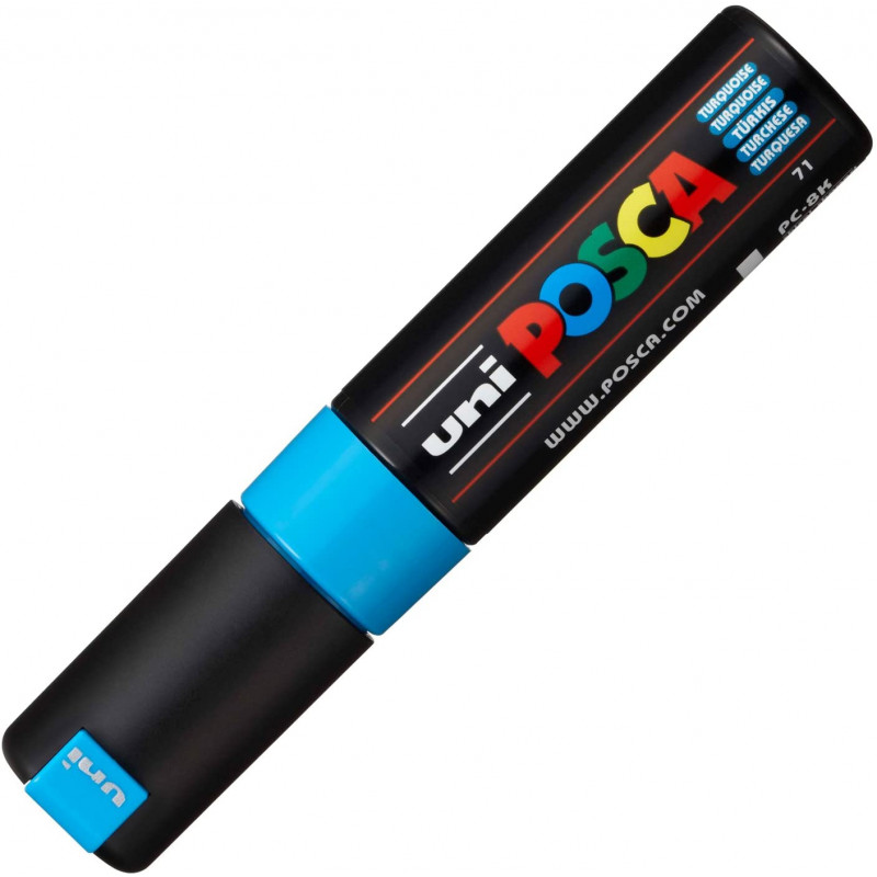 MARQUEUR POINTE LARGE BISEAUTEE - BLEU TURQUOISE- PC8K - POSCA | à seulement 5,5 €