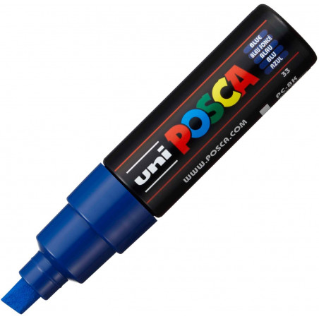MARQUEUR POINTE LARGE BISEAUTEE - BLEU FONCE - PC8K - POSCA pas cher