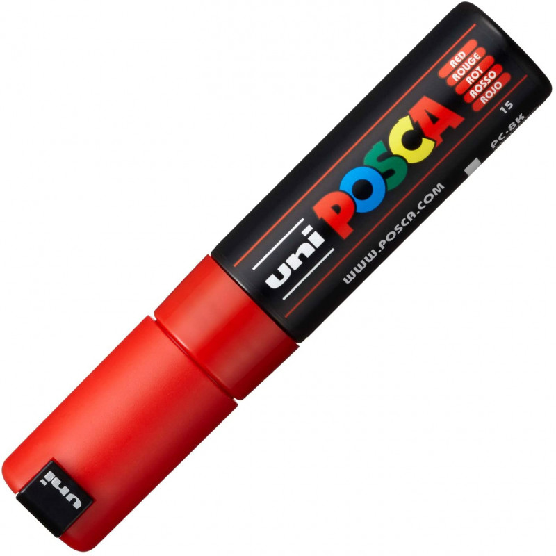 MARQUEUR POINTE LARGE BISEAUTEE - ROUGE - PC8K - POSCA | à seulement 5,5 €