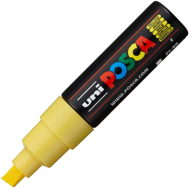 MARQUEUR POINTE LARGE BISEAUTEE - JAUNE - PC8K - POSCA pas cher