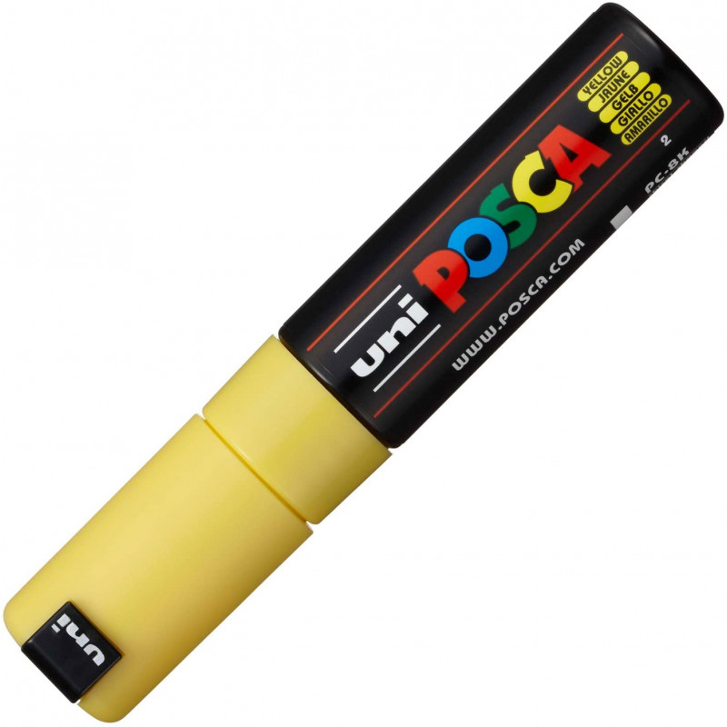 MARQUEUR POINTE LARGE BISEAUTEE - JAUNE - PC8K - POSCA | à seulement 5,5 €