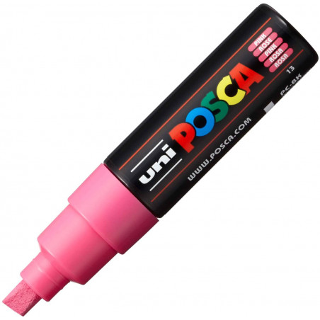 MARQUEUR POINTE LARGE BISEAUTEE - ROSE - PC8K - POSCA pas cher