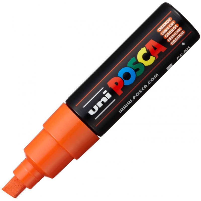 MARQUEUR POINTE LARGE BISEAUTEE - ORANGE FONCE - PC8K - POSCA pas cher