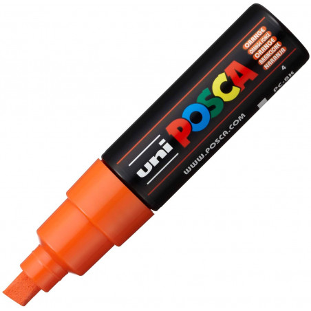 MARQUEUR POINTE LARGE BISEAUTEE - ORANGE FONCE - PC8K - POSCA pas cher