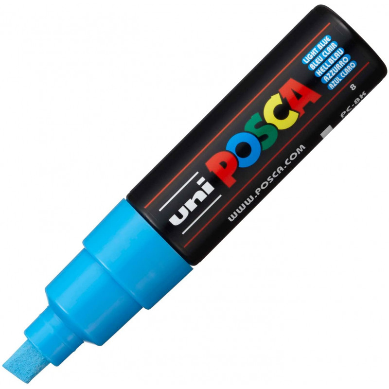 MARQUEUR POINTE LARGE BISEAUTEE - BLEU CLAIR - PC8K - POSCA pas cher