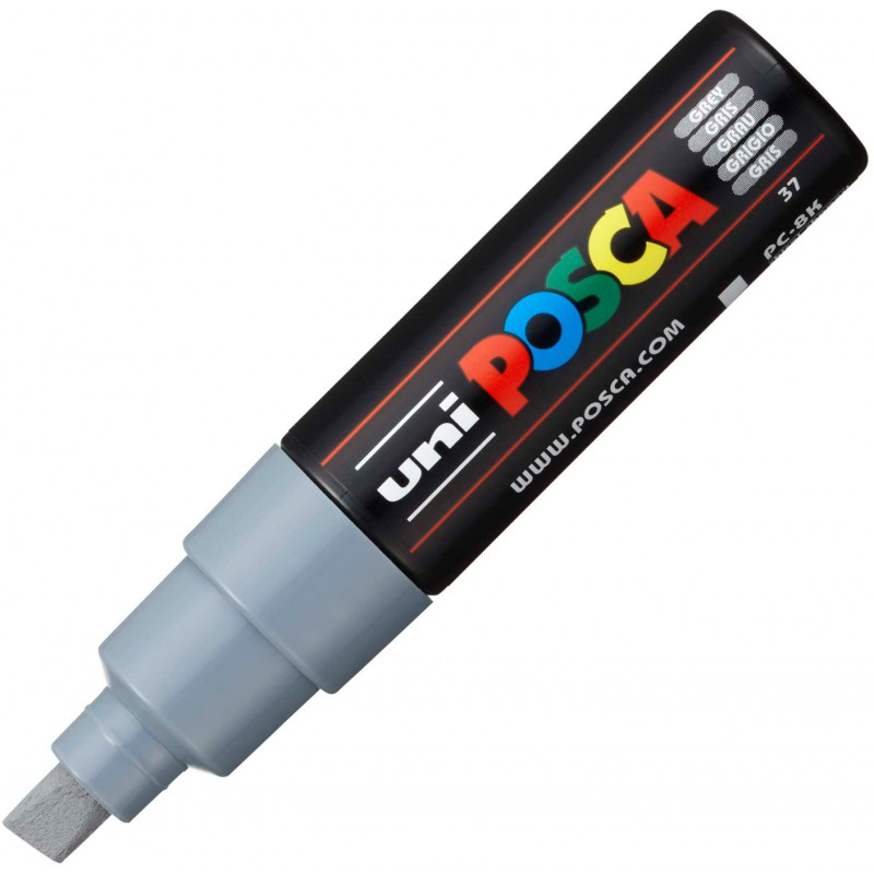 MARQUEUR POINTE LARGE BISEAUTEE - GRIS - PC8K - POSCA pas cher
