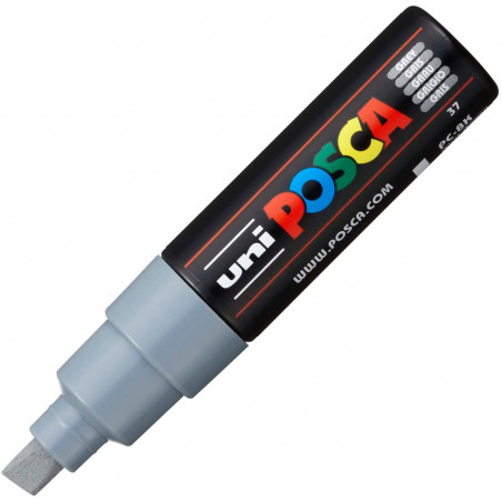 MARQUEUR POINTE LARGE BISEAUTEE - GRIS - PC8K - POSCA pas cher