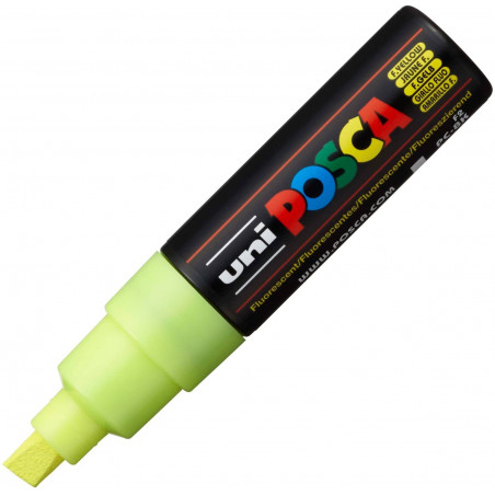 MARQUEUR POINTE LARGE BISEAUTEE - JAUNE FLUO - PC8K - POSCA pas cher