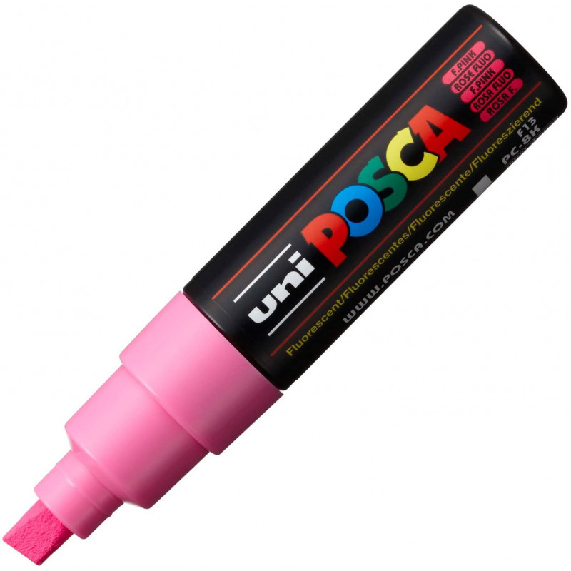 MARQUEUR POINTE LARGE BISEAUTEE - ROSE FLUO - PC8K - POSCA pas cher