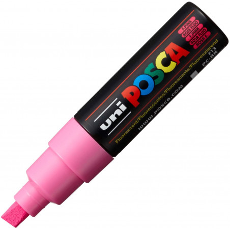 MARQUEUR POINTE LARGE BISEAUTEE - ROSE FLUO - PC8K - POSCA pas cher