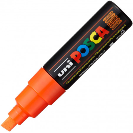 MARQUEUR POINTE LARGE BISEAUTEE - ORANGE FLUO - PC8K - POSCA pas cher