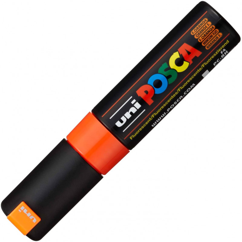 MARQUEUR POINTE LARGE BISEAUTEE - ORANGE FLUO - PC8K - POSCA | à seulement 5,5 €