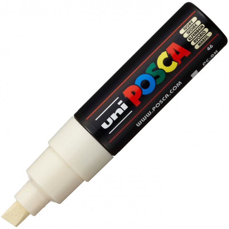 MARQUEUR POINTE LARGE BISEAUTEE - IVOIRE - PC8K - POSCA | à seulement 5,5 €