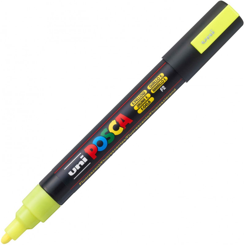 MARQUEUR POINTE MOYENNE 1.8-2.5 MM - JAUNE FLUO - PC5M - POSCA pas cher
