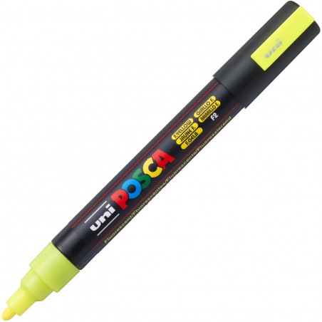 MARQUEUR POINTE MOYENNE 1.8-2.5 MM - JAUNE FLUO - PC5M - POSCA pas cher