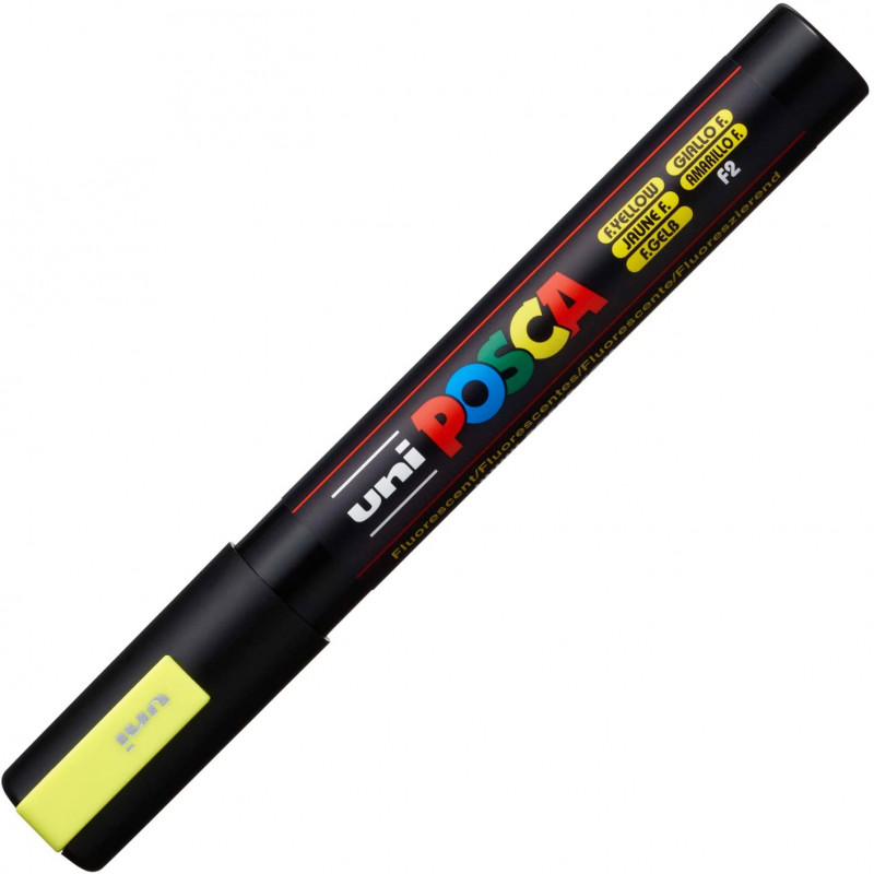 MARQUEUR POINTE MOYENNE 1.8-2.5 MM - JAUNE FLUO - PC5M - POSCA | à seulement 3,99 €
