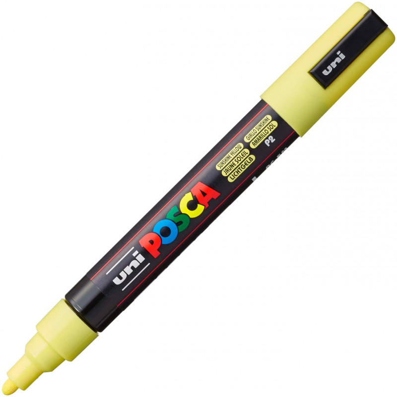 MARQUEUR POINTE MOYENNE 1.8-2.5 MM - JAUNE SOLEIL - PC5M - POSCA pas cher