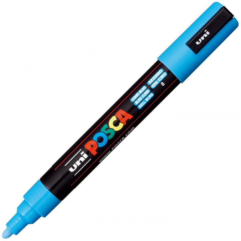MARQUEUR POINTE MOYENNE 1.8-2.5 MM - BLEU CLAIR - PC5M - POSCA pas cher