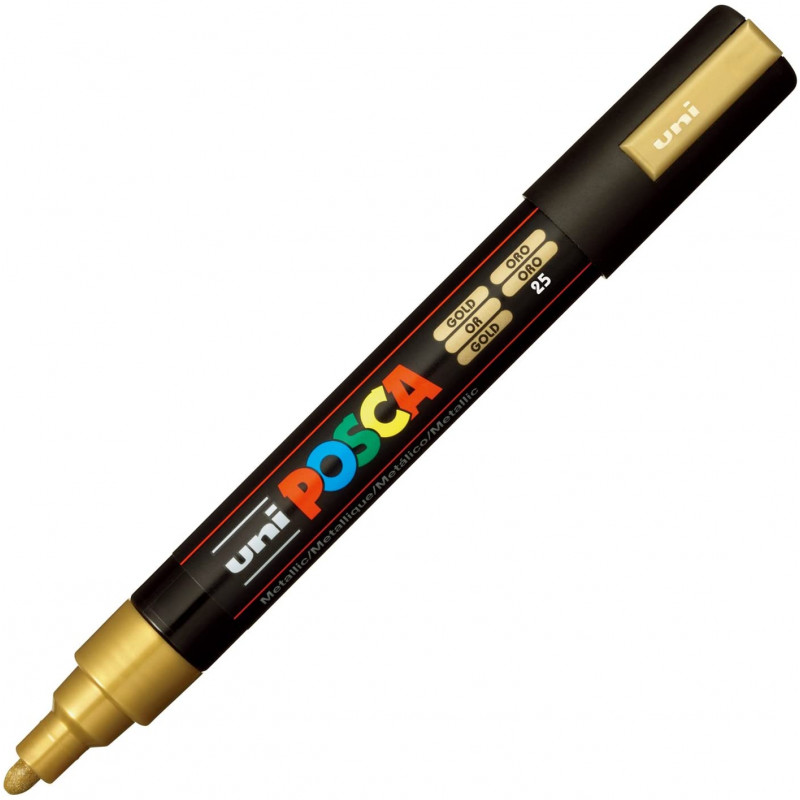 MARQUEUR POINTE MOYENNE 1.8-2.5 MM - OR - PC5M - POSCA pas cher
