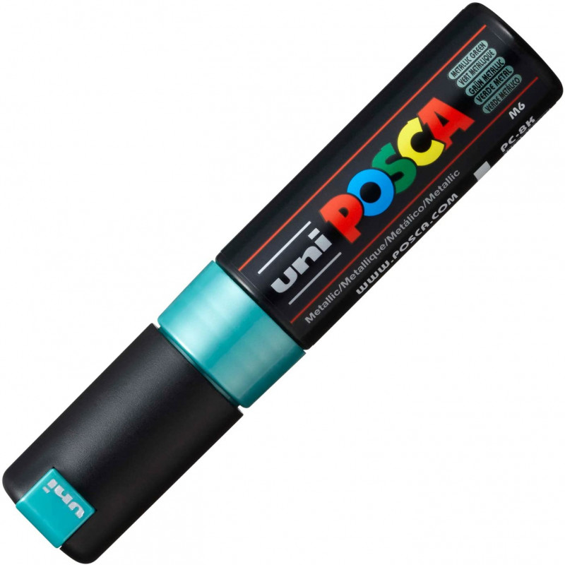 MARQUEUR POINTE LARGE BISEAUTEE - VERT METALLIQUE - PC8K - POSCA | à seulement 5,5 €