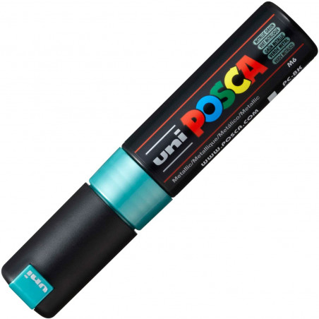 MARQUEUR POINTE LARGE BISEAUTEE - VERT METALLIQUE - PC8K - POSCA | à seulement 5,5 €