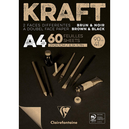 Bloc Kraft Noir A4 - 60 Feuilles - 90G - Clairefontaine | Surdiscount