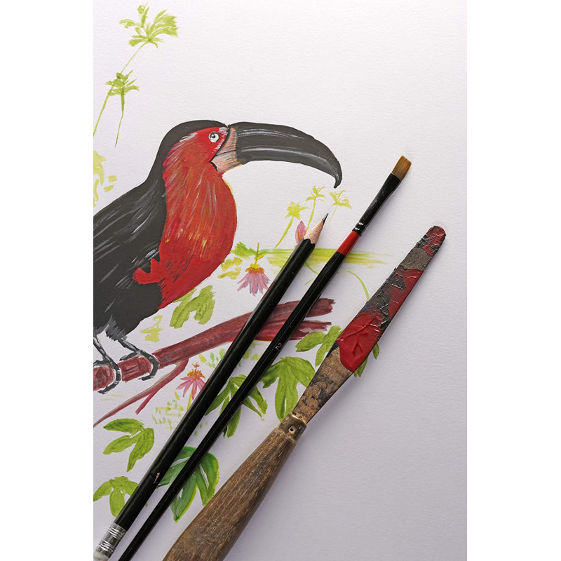 Carnet Paint On Mixed Media A5 - 64 Pages - 250G - Rouge - Clairefontaine | Surdiscount