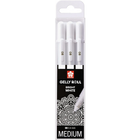 Etui De 3 Stylos Sakura Gelly Basic Real - Blanc - Sakura pas cher