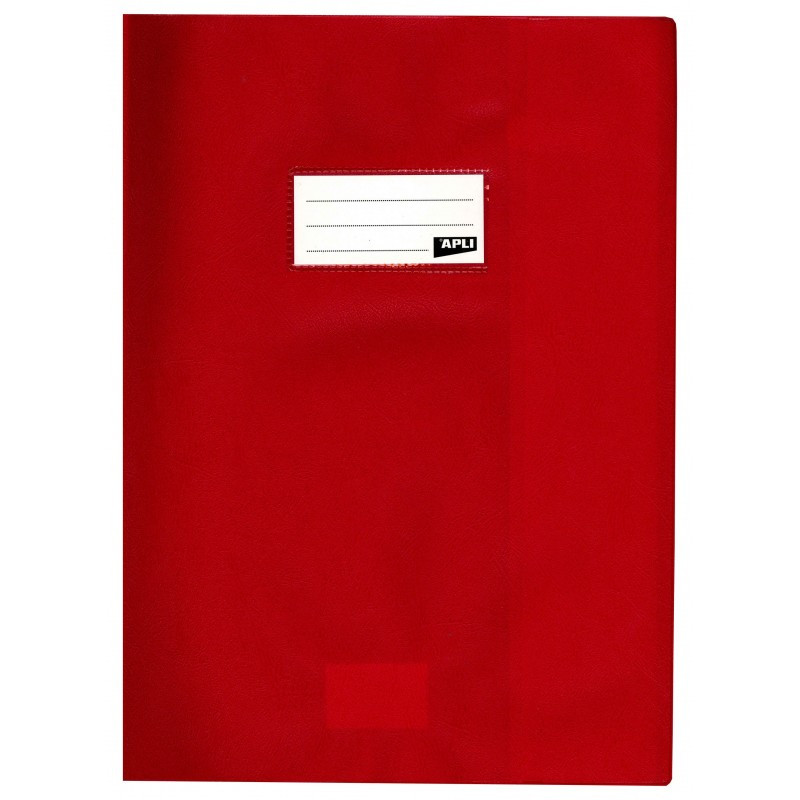 photo-Protège-cahier opaque rouge en PVC – Format 21x29,7 cm – Épaisseur 19/100ème – Grain cuir