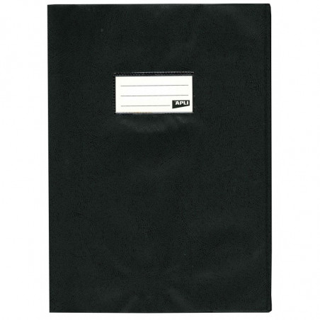 photo-Protège-cahier opaque noir en PVC – Format A4 21x29,7 cm – Épaisseur 19/100ème – Grain cuir