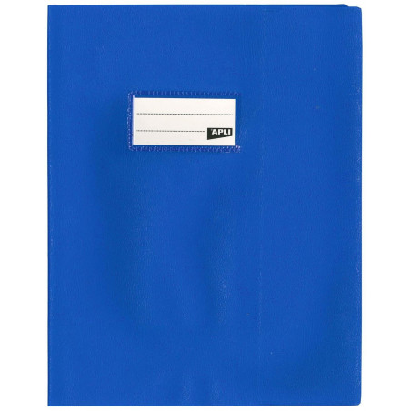 photo-Protège-cahier opaque bleu en PVC – Format 17x22 cm – Épaisseur 19/100ème – Grain cuir