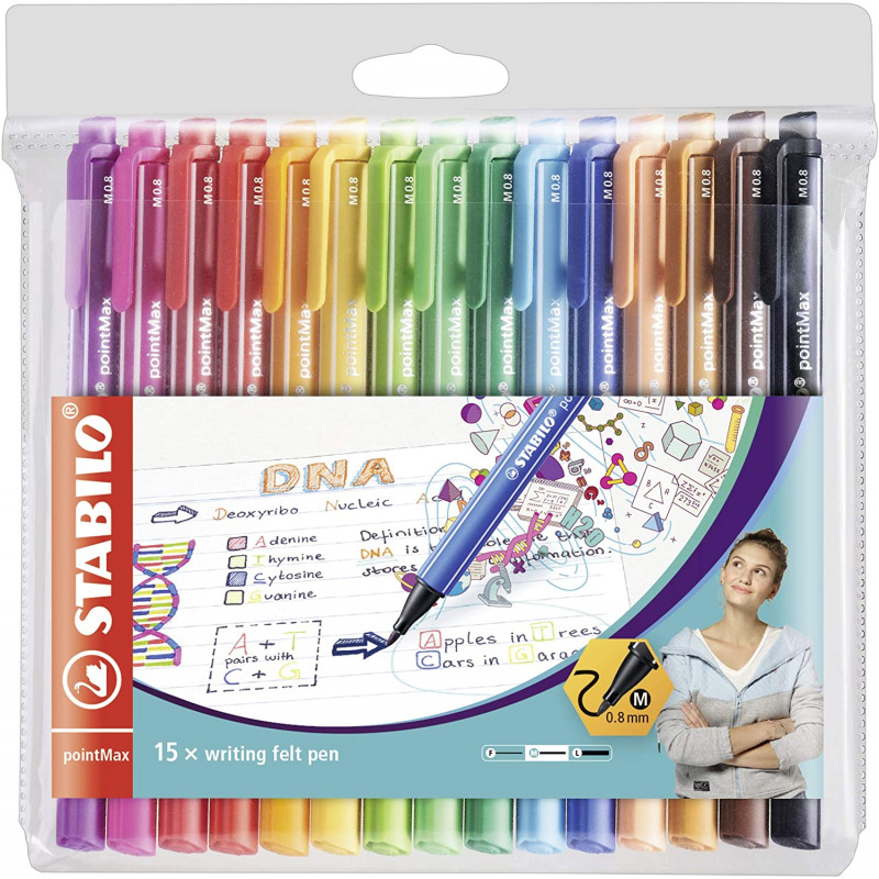 photo-Etui de 15 stylos-feutres STABILO pointMax - pointe moyenne - Assortiment