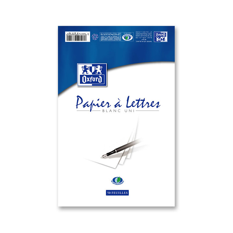 photo-Papier à lettres - A5 - Blanc - 50 feuilles - Courrier - Ecriture - Oxford