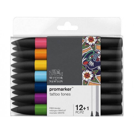 photo-Feutres - Promarker - 12 couleurs - Tatoo tons - Winsor et Newton - Illustration