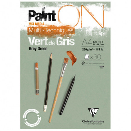 photo-Bloc - A4 - Multi techniques - Vert - 30 feuilles - 250g - Clairefontaine - Paint'On