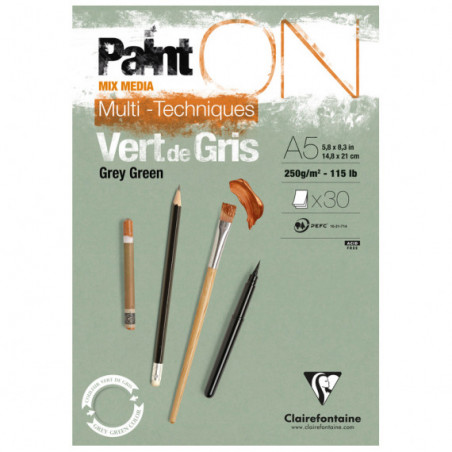 photo-Bloc - A5 - Multi techniques - Vert - 30 feuilles - 250g - Clairefontaine - Paint'On