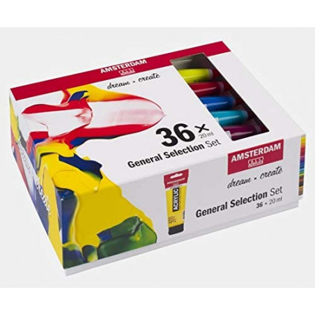 Set Peinture Acrylique de 36 tubes - Amsterdam pas cher