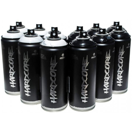 Lot 12 Bombes Peinture Mtn Hardcore Noir Et Blanc pas cher