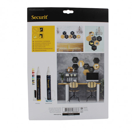 Acheter Lot de 7 ardoises noires et liège forme hexagonale Sécurit | à seulement 9,99 €