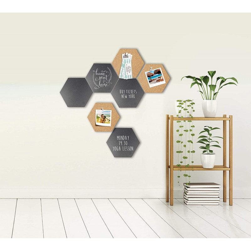Acheter Lot de 7 ardoises noires et liège forme hexagonale Sécurit