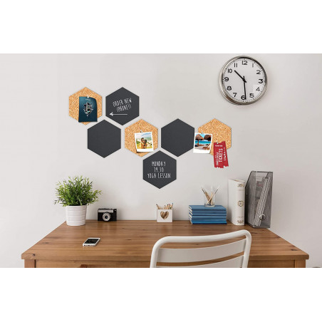 Acheter Lot de 7 ardoises noires et liège forme hexagonale Sécurit pas cher