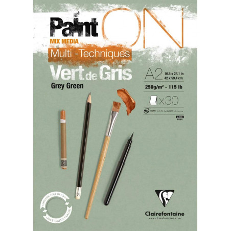 photo-Bloc - A2 - Multi techniques - Vert - 30 feuilles - 250g - Clairefontaine - Paint'On