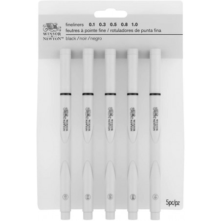 Set 5 Feutre À Pointe Fine Assortiment - Pointe Noir - Winsor & Newton pas cher