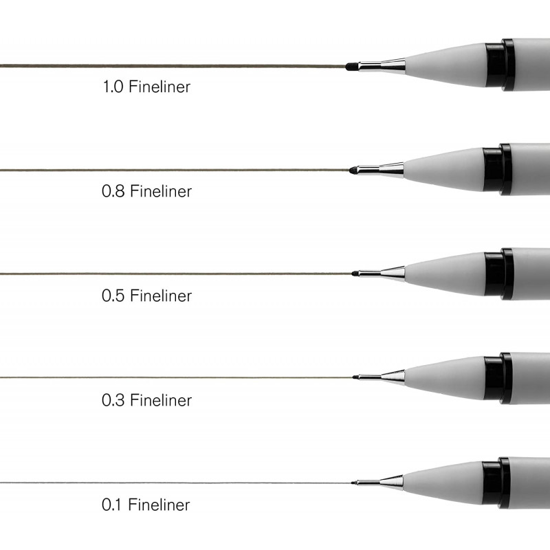 Set 5 Feutre À Pointe Fine Assortiment - Pointe Noir - Winsor & Newton | Surdiscount